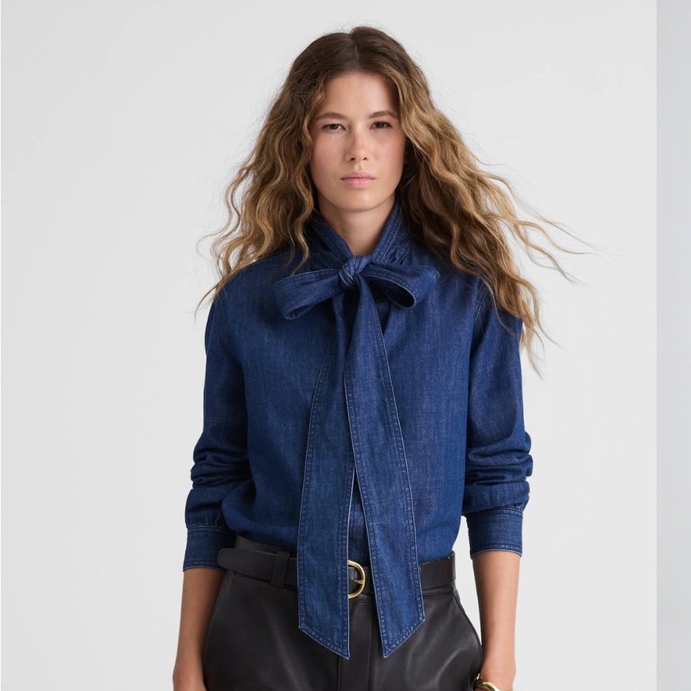 Madewell Denim Tie-Neck Shirt